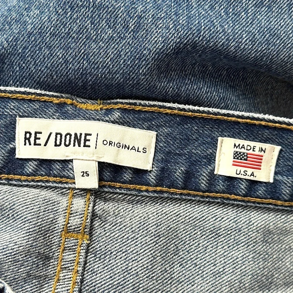 NWT RE/DONE 90s High Rise Button Fly Straight Leg Ankle Crop‎ Raw Hem Jeans 25